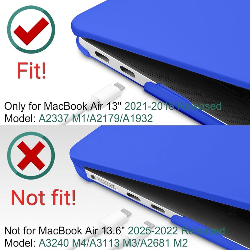 DONGKE Compatible with MacBook Air 13 inch Case 2021 2020 2019 2018 Release Model: M1 A2337 A2179 A1932, Matte Hard Case Cover for MacBook Air 13 inch with Retina Display Touch ID - Deep Blue - Image 3